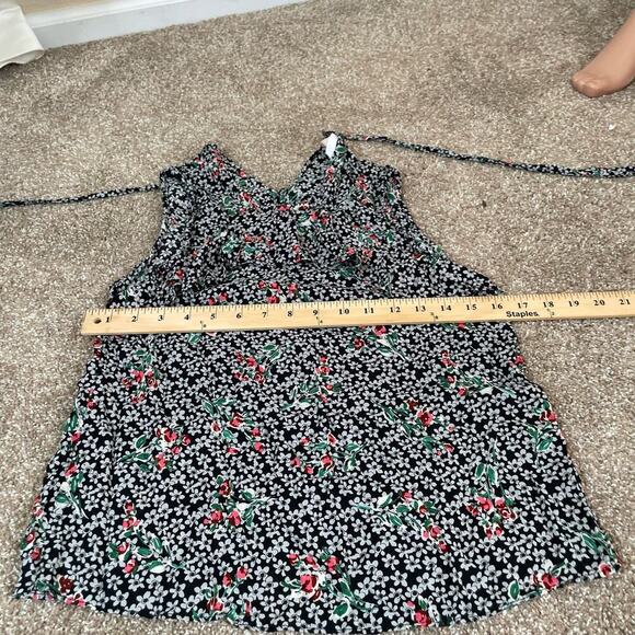 Zara blouse black ditsy floral print ruffle collar lightweight top SZ SM Zara - Picture 6 of 7